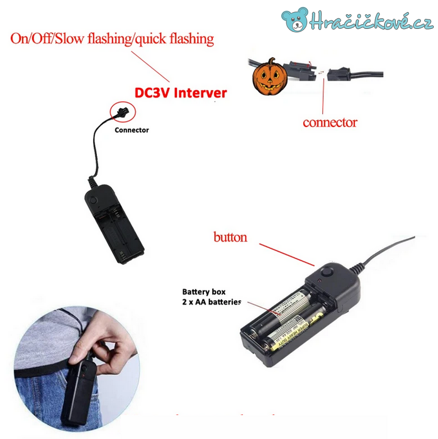 Strašidelná karnevalová maska (Halloween) s LED osvětlením, 8 typů
