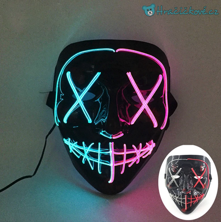 Strašidelná karnevalová maska (Halloween) s LED osvětlením, 8 typů