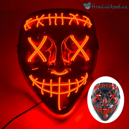 Strašidelná karnevalová maska (Halloween) s LED osvětlením, 8 typů