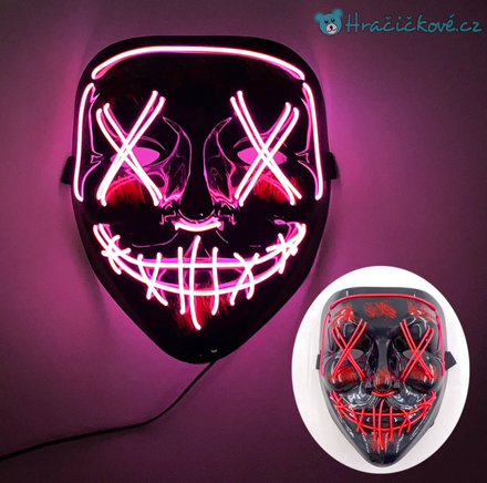 Strašidelná karnevalová maska (Halloween) s LED osvětlením, 8 typů