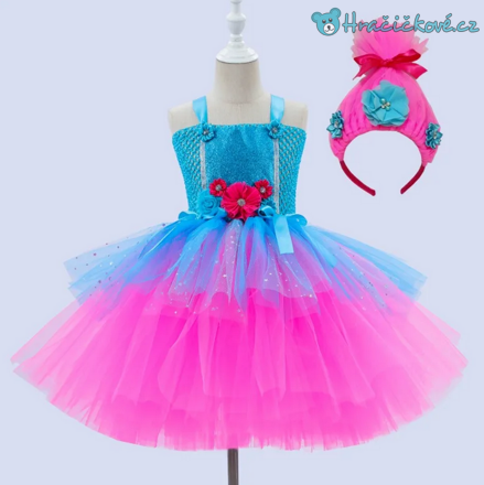 Šaty a paruka princezny Poppy, Trolové/Trolls (karnevalový kostým), Typ 2