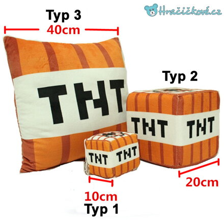 Minecraft TNT plyšová kostka 10/20/30 cm 