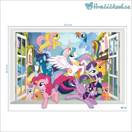 Poníci v okně (My Little Pony), samolepka na zeď, vel. 70x50cm Poníci v okně (My Little Pony), samolepka na zeď, vel. 70x50cm