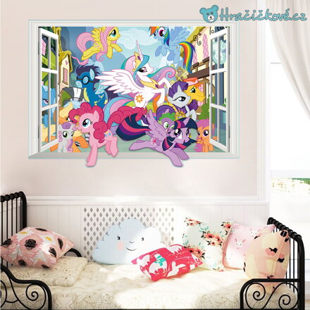 Poníci v okně (My Little Pony), samolepka na zeď, vel. 70x50cm Poníci v okně (My Little Pony), samolepka na zeď, vel. 70x50cm