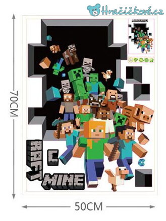 3D samolepka Minecraft, vel. 70x50cm
