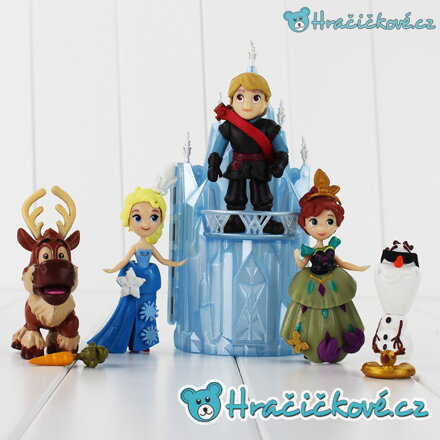 Figurky Ledové království Elza, Anna, Sven, Olaf, Kristoff a ledový hrad (Frozen)