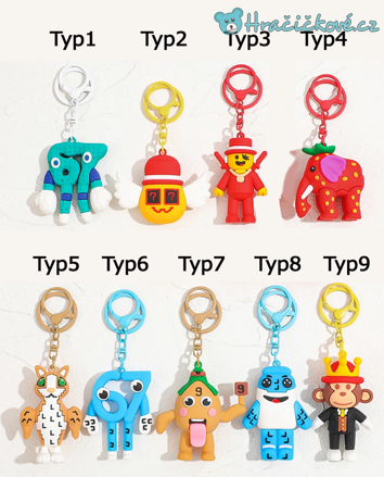 Klíčenky z Roblox hry Steal a Brainrot, 9 typů