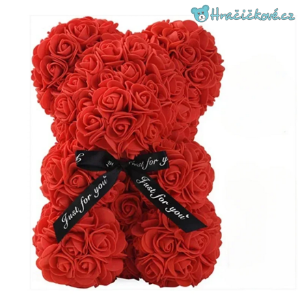 Valentýnový Medvídek z růží pro zamilované, 25cm