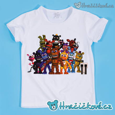Tričko z oblíbené hry Five Nights at Freddy's - bílé (Pět nocí u Freddyho)