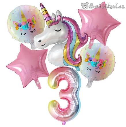 Jednorožec - Unicorn narozeninový set balonků 7ks
