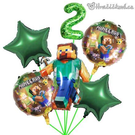 Narozeninový set balónků Minecraft 6 ks | Narozeninová výzdoba Minecraft