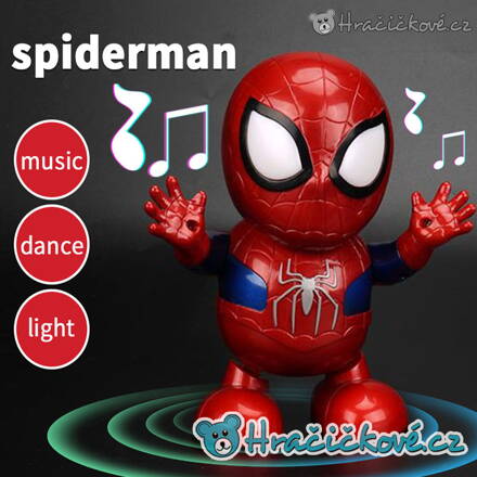 Svítící, hrající a tancující Spiderman, vel. 19cm
