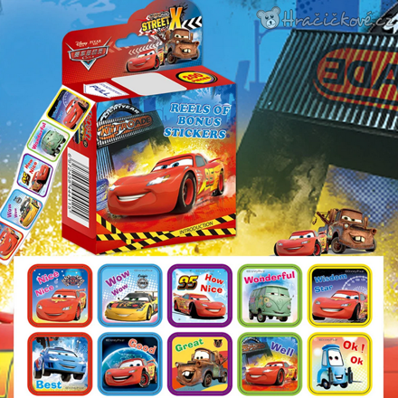 200 ks samolepek z pohádky Cars, vel. 3x3cm