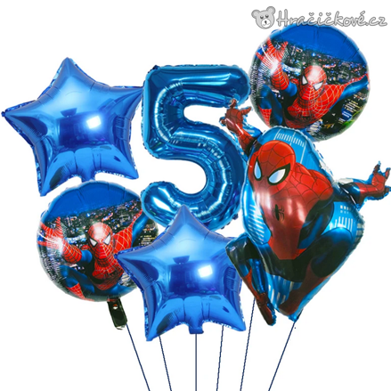 Spiderman narozeninový set foliových balonků - modrý set