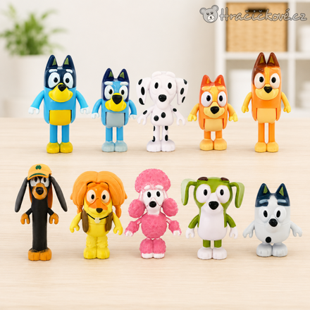 Figurky Bluey | Sada 10 figurek z pohádky Bluey pro děti