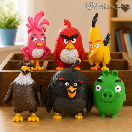 Figurky Angry Birds a prasata | Sada 6 figurek Angry Birds pro děti