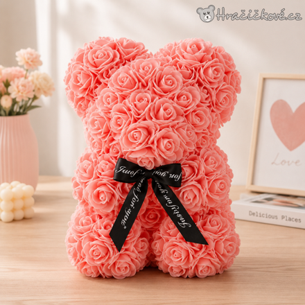 Valentýnský medvídek z růží 25 cm | Romantický dárek pro zamilované