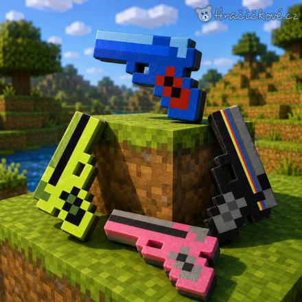 Pistole Minecraft 23 × 13 cm | Pixelová herní zbraň Minecraft pro děti