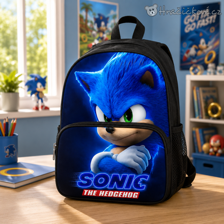  Dětský batoh Ježek Sonic 34 cm | Školní batoh Sonic do školy i školky