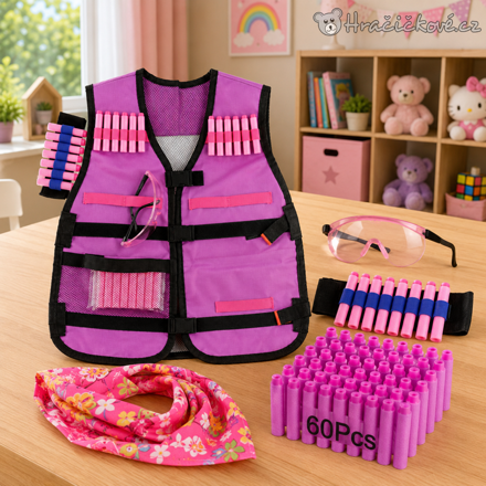Vesta s vybavením typu Nerf pro dívky | Nerf set s vestou, set 5 kusů
