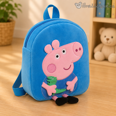 Plyšový batoh Prasátko Peppa | Dětský batůžek Peppa Pepina modrý