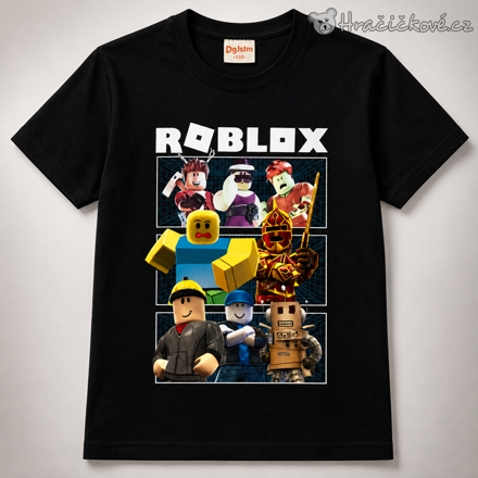 Tričko Roblox černé | Dětské bavlněné tričko Roblox
