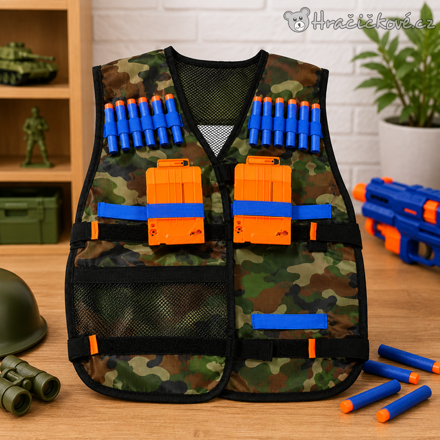  Vesta typu Nerf pro každého střelce | Akční vesta pro děti - maskáčová