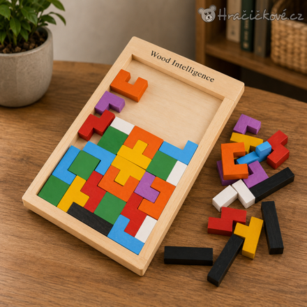 Dřevěné puzzle Tetris | Montessori skládačka pro děti