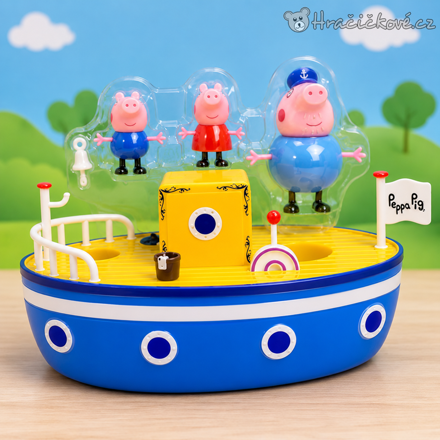 Prasátko Peppa Pig loď modrá | Plyšová hračka Peppa Pig pro děti