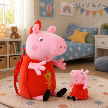 Plyšový batoh Prasátko Peppa Pig červený, typ 2