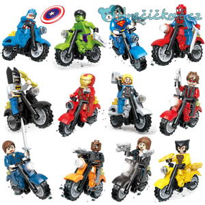 Figurky hrdinů Avengers s motorkami, 12 ks, (stavebnice typu Lego - Avengers)