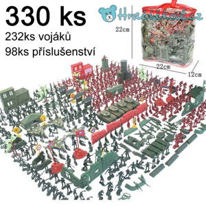 Velká sada 330 kusů plastových vojáčků (vojáků) a příslušenství