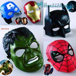 5x plastová maska hrdinů Avengers, Ironman, Batman, Hulk, Spiderman, Kapitán Amerika