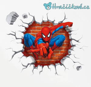 Samolepka Spiderman - díra ve zdi, vel.50x45cm