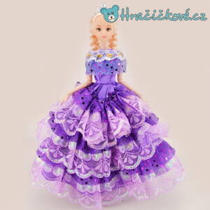 Krásná blonďatá panenka s fialovými šaty, 30cm
