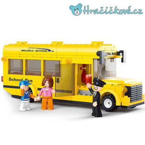 Žlutý školní autobus, 218 dílků (stavebnice typu Lego)