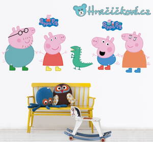 Prasátko Peppa - Pepina (Peppa Pig), samolepka na zeď, vel. 108x42 cm 