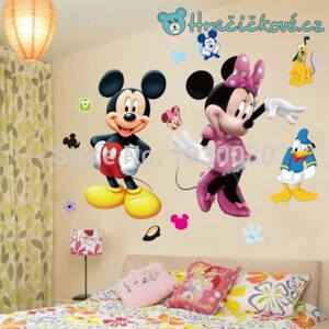 Mickey Mouse a Minnie, samolepka na zeď, vel. 70x50 cm