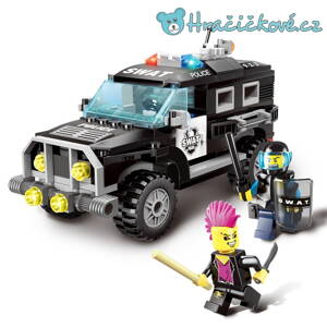 Policejní auto s policistou a pankáčem, 190 dílků (stavebnice typu Lego)