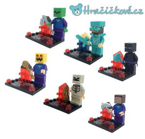 Figurky Minecraft se zbraněmi, 6ks (stavebnice typu Lego)