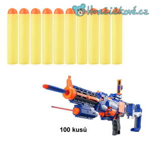 Náhradní náboje (šipky) do pistole Nerf, 100 Ks, vel. 7.2cm - žluté 