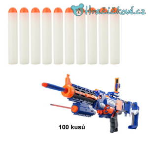 Náhradní náboje (šipky) do pistole Nerf, 100 Ks, vel. 7.2cm - bílé 