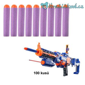 Náhradní náboje (šipky) do pistole Nerf, 100 Ks, vel. 7.2cm - fialové 