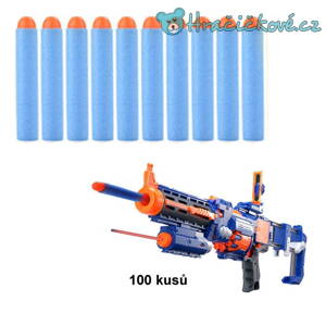 Náhradní náboje (šipky) do pistole Nerf, 100 Ks, vel. 7.2cm - světle modré 
