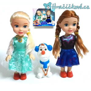 Panenky Ledové království Elza, Anna a Olaf, vel.18cm, dárkové balení (Frozen)