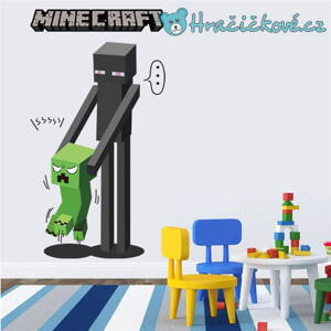 3D samolepka Minecraft , Creeper a Enderman, 70x50 cm