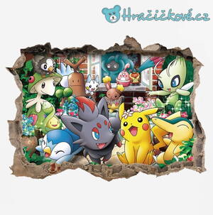 Pokemon, samolepka na zeď, vel. 60x45cm 