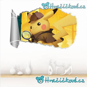 Pokemon, samolepka na zeď, typ 1 – detektiv Pikachu