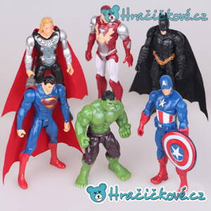 Figurky Avengers, 6 ks, Iron man, Superman, Kapitán A., Hulk, Batman, Thor
