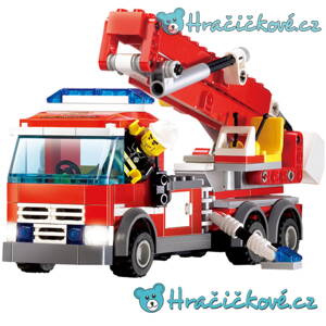 Hasičské auto s pohyblivým ramenem, 244 dílků (stavebnice typu Lego)